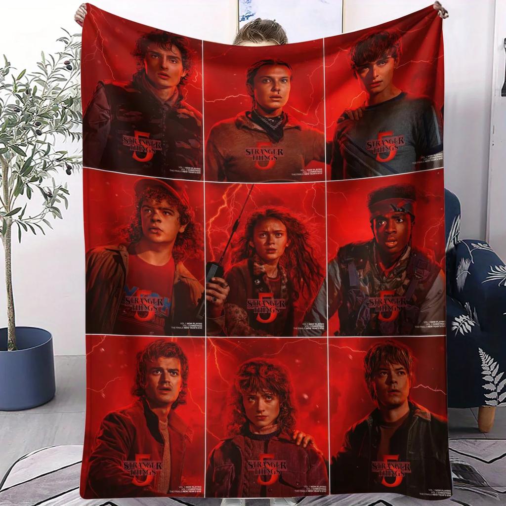 S-Stranger T-Things Pattern Blanket Hot Horror TV Series Soft Warm Plush Throw Sofa Bed Cover Portable Lightweight Nap Blanket