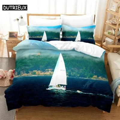 Luxury New 3D Print Seaside Beach Bedding Set Single Twin Double Queen King Cal King Size Bed Linen Set