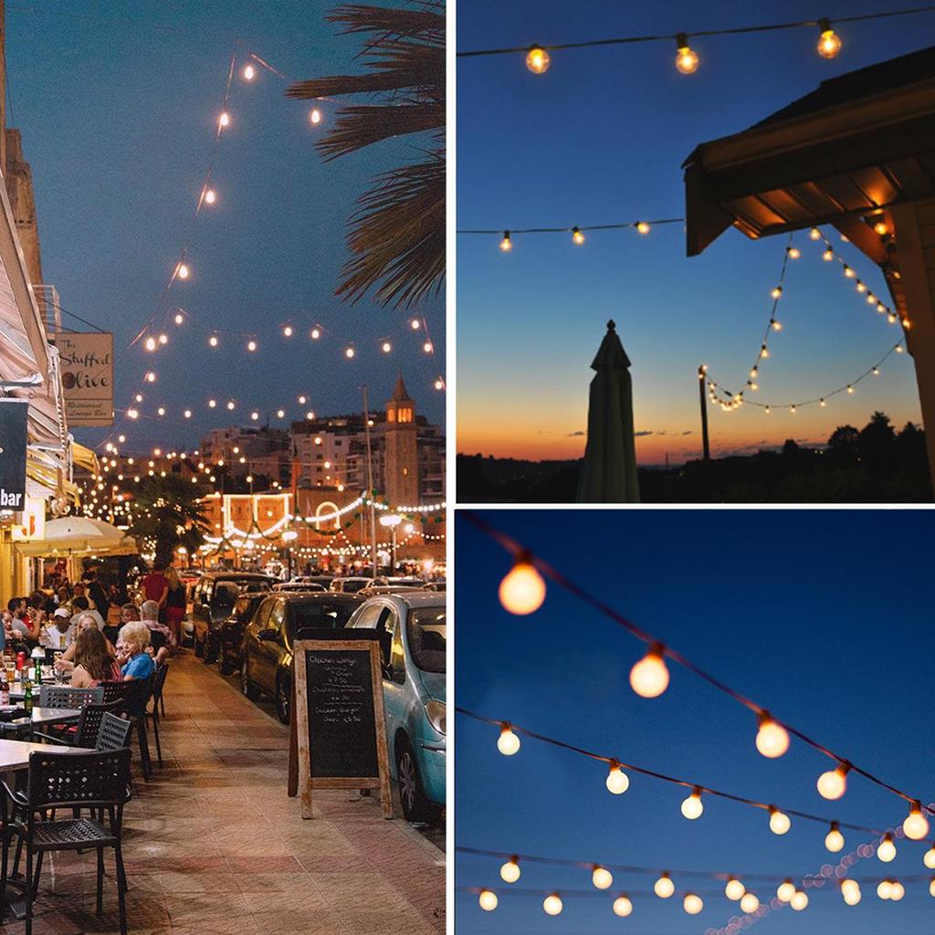 G40 Tungsten Filament String Lights, Plug-in 110V/220V, Ideal for Wedding and Courtyard Decoration, Indoor Hanging Atmosphere Lighting.