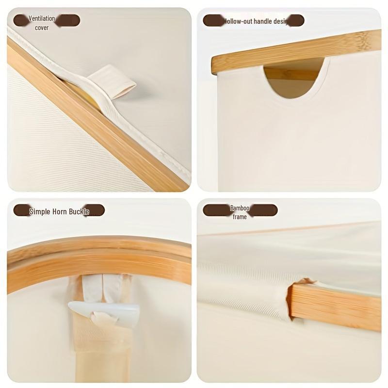 Foldable Japanese Style Laundry Basket with Inner Bag - Super Large Fabric Hamper for Bedroom and Bathroom.