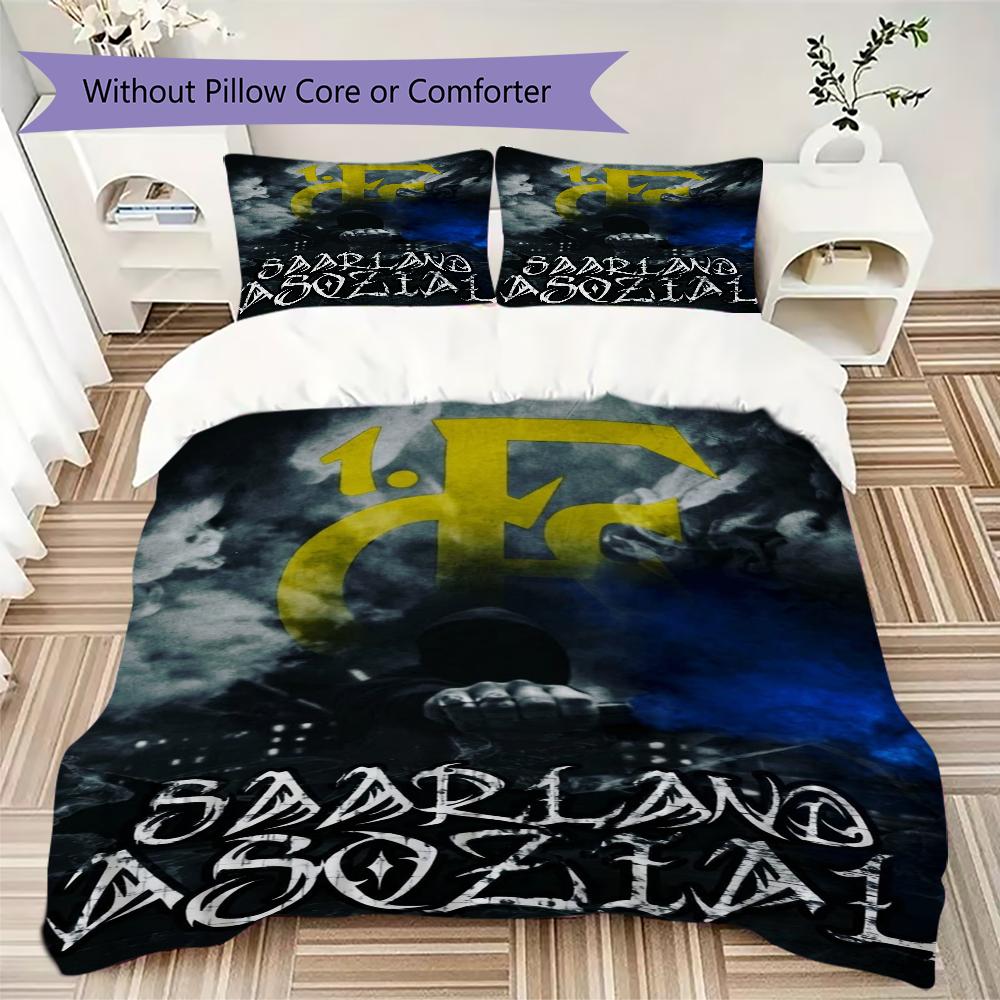 1 FC Saarbrücken Pattern Bedding Uilt Set Uilt Cover Pillowcase Home Decoration Birthday Gift (1 * Duvet Cover + 2 * Pillowcase Without Core)