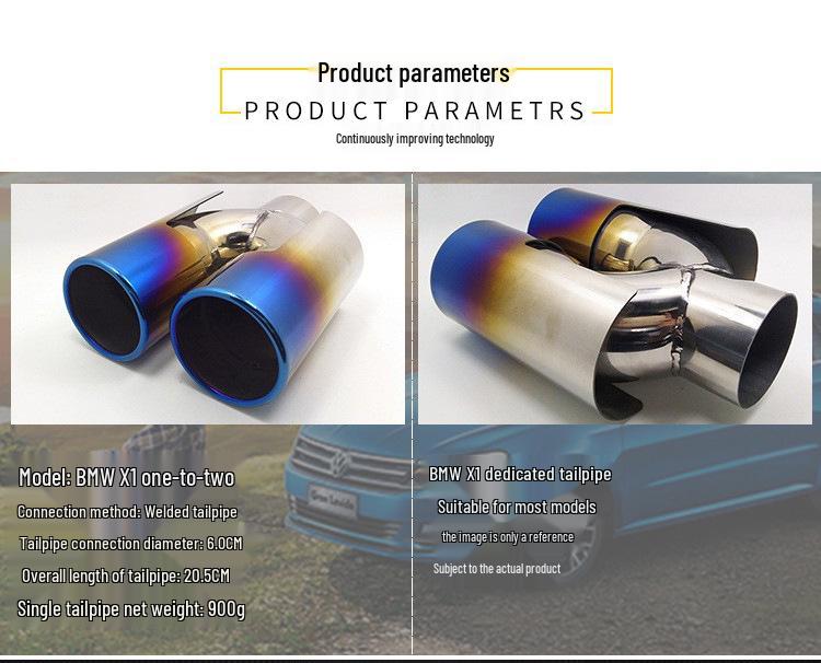 BMW X1 Titanium Black Dual Exhaust Tailpipe Set