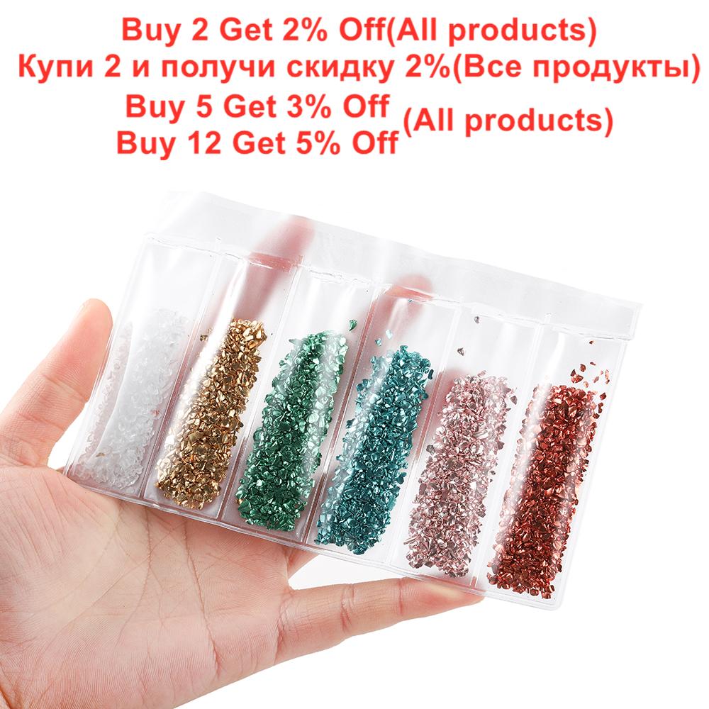 1 Set Multi-Color Mixing Nail Art Crushed Glass Stones Irregular Decoration for DIY Epoxy Resin Siliocne Mold Fillings Material