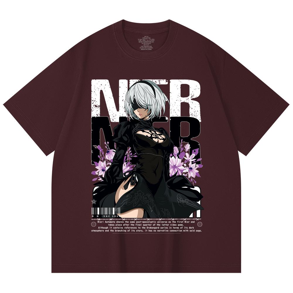 

230 Gsm 100% Cotton Nier Automata V1 Print Unisex Heavy Cotton T Shirt 2XL