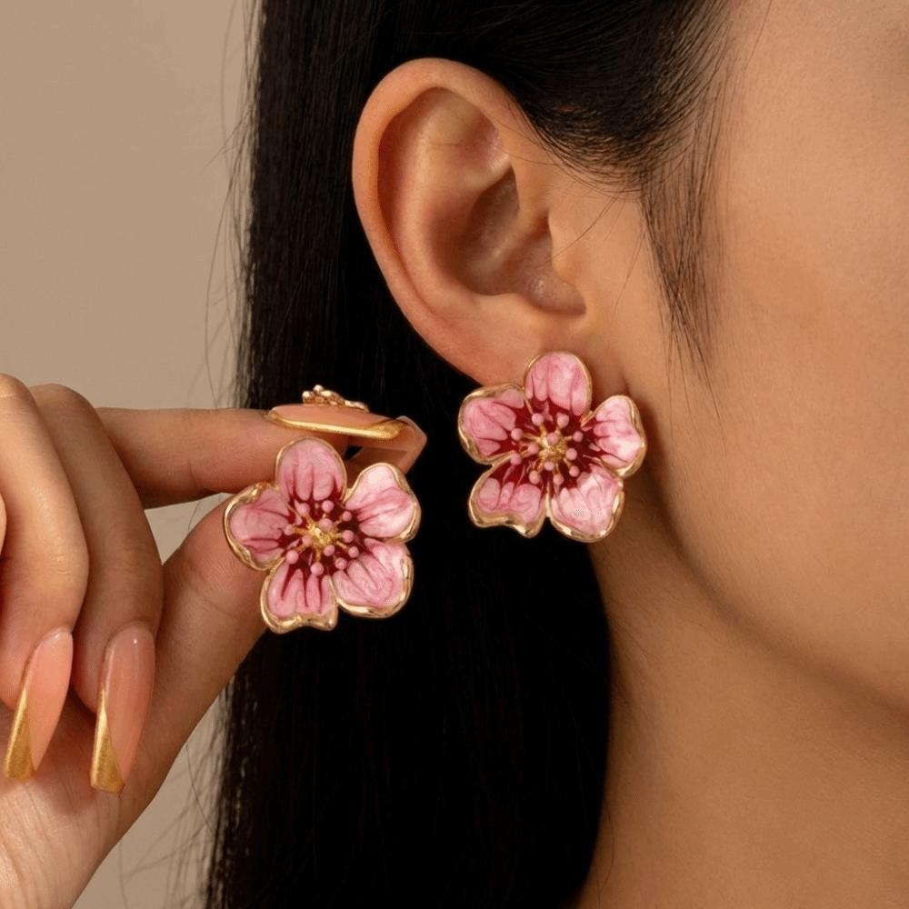 Colorful Floral Stud Earrings Enamel Drop Earrings Fairy Flower Earrings  Beach