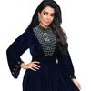 Women's Blue Water Drop Rhinestone Suede Evening Gown Robe