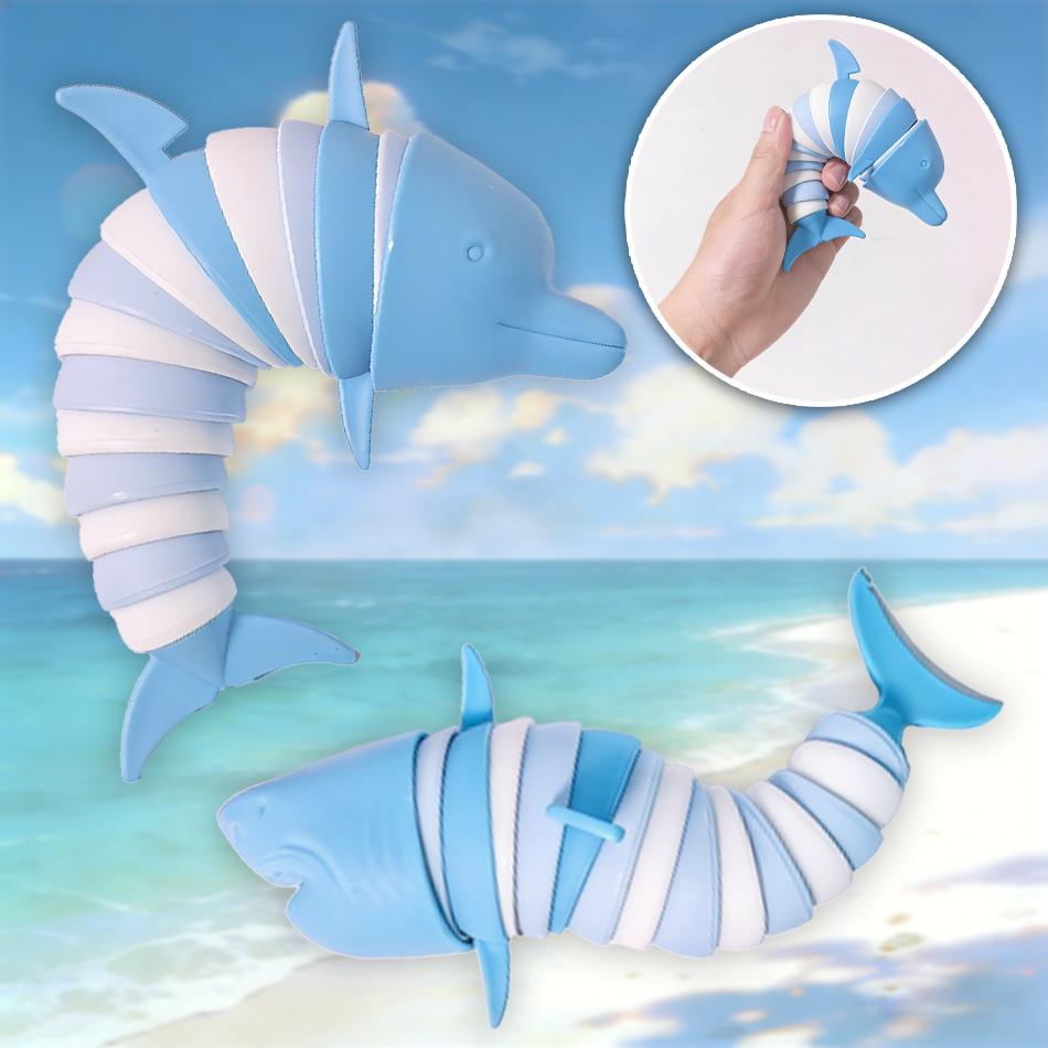 Articulated Shark & Dolphin Stress Reliever Hand Toy Sensory Fidget Toy For Adult Kids Pressure Relief And Anti-Anxiety Desk Toy