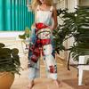 Women's Casual Jumpsuit Sleeveless Christmas Printed Cotton Jumpsuit