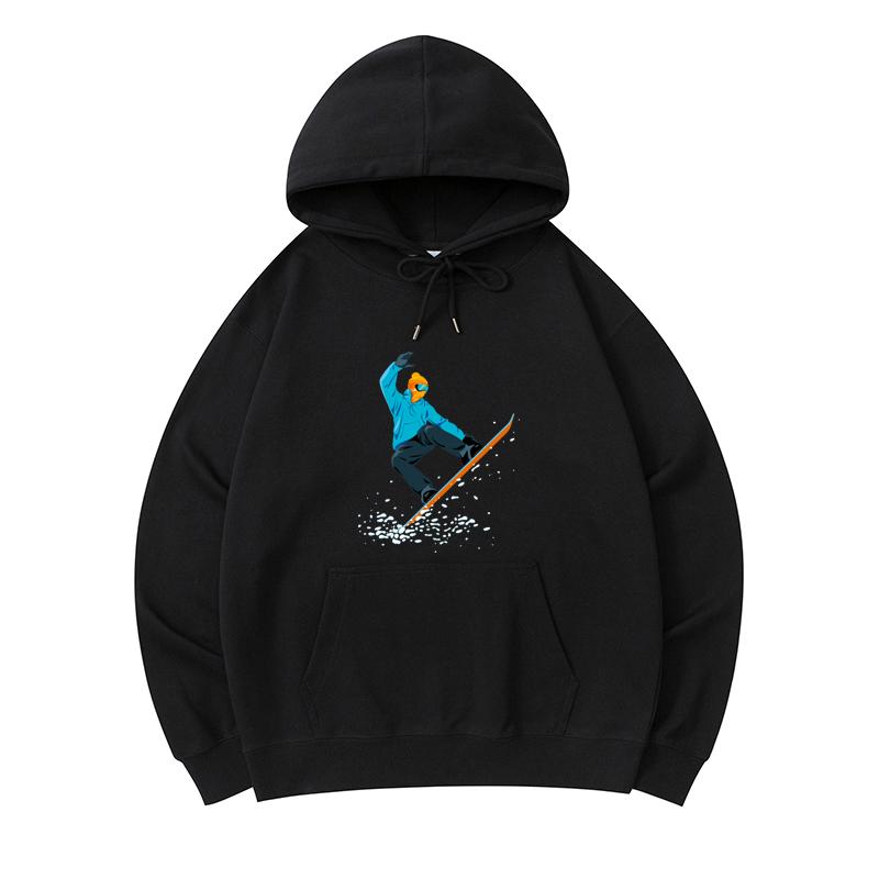 

300 GSM Men s Healthy Cotton Hoodies Snowboarder Print Premium Cotton Sweatshirt
