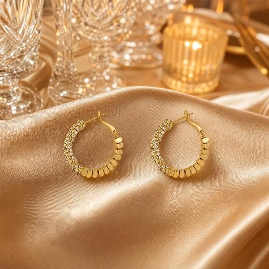 1 Pair Huggie Hoop Earrings for Women, Lightweight Cubic Zirconia Earrings, Simple Minimalist Geometric Jewelry