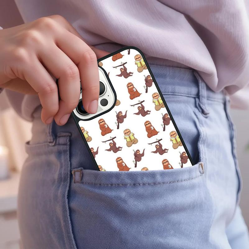 

Kawaii Cute Sloth Hang Pattern Phone Case For iPhone 17 Air 15 16e 14 13 Pro Max Coque 12 11 Pro Max PLUS cover iPhone 12pro max