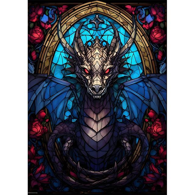Stained Glass Animal Dragon Bird Shark Prints Poster Canvas Painting Modern Wall Art Pictures For Living Room Bedroom Home Decor