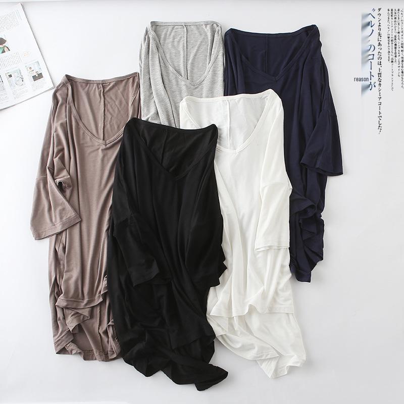 V-Neck Batwing Sleeve Women's Casual Solid T-Shirt - Spring/Summer Korean Plus Size
