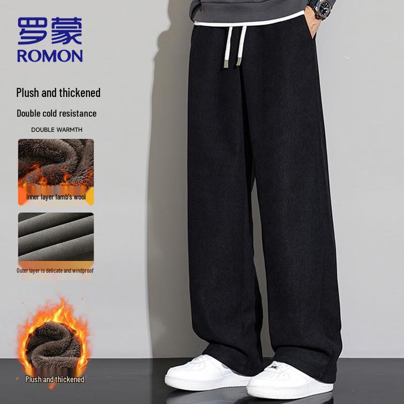 

ROMON Men s Sherpa Fleece Lined Thermal Casual Pants L