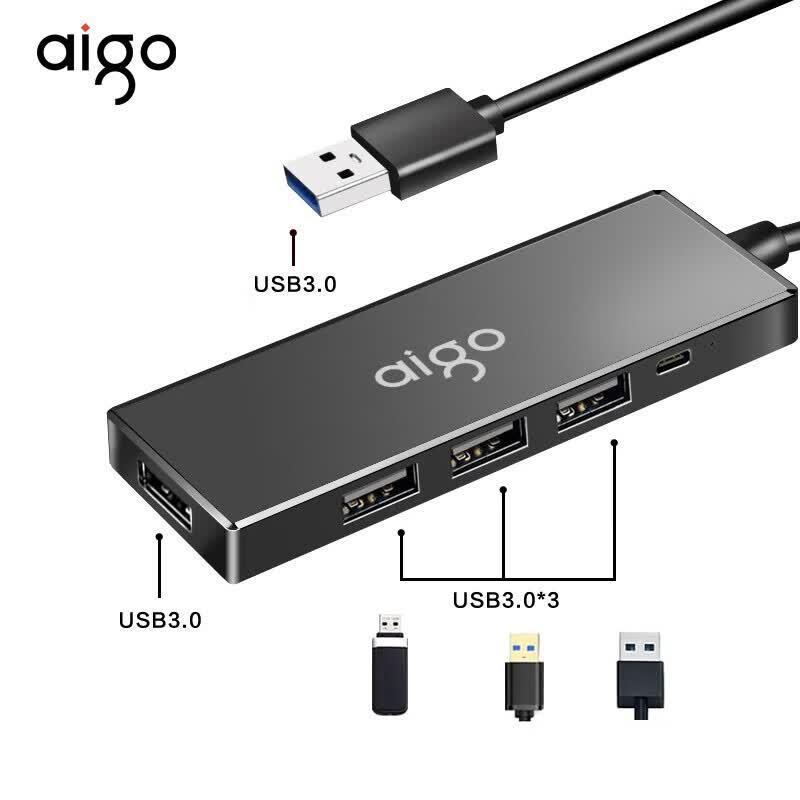 aigo USB 3.0 Portable 4-Port Hub чёрный