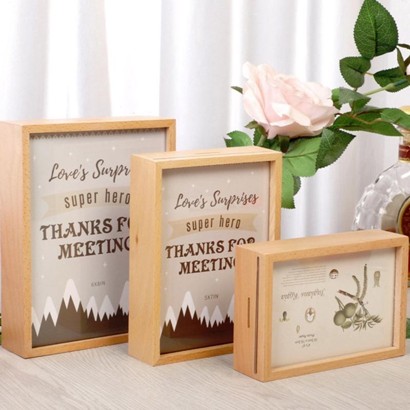 Money and Picture Frame Money for Case Funny Wood Money Box Kids Gift Home Decor