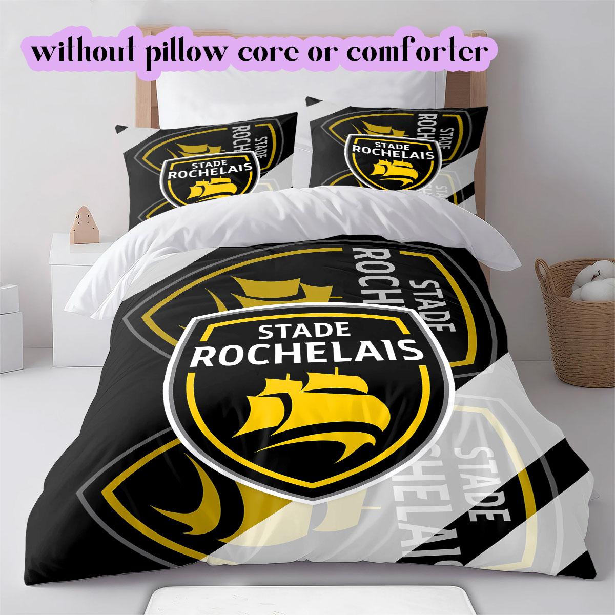 

Stade Rochelais rugby club Pattern Bedding,Quilt Set Quilt Cover Pillowcase Home Birthday Gift (1*duvet cover+2*pillowcase,without core) 135x200cm