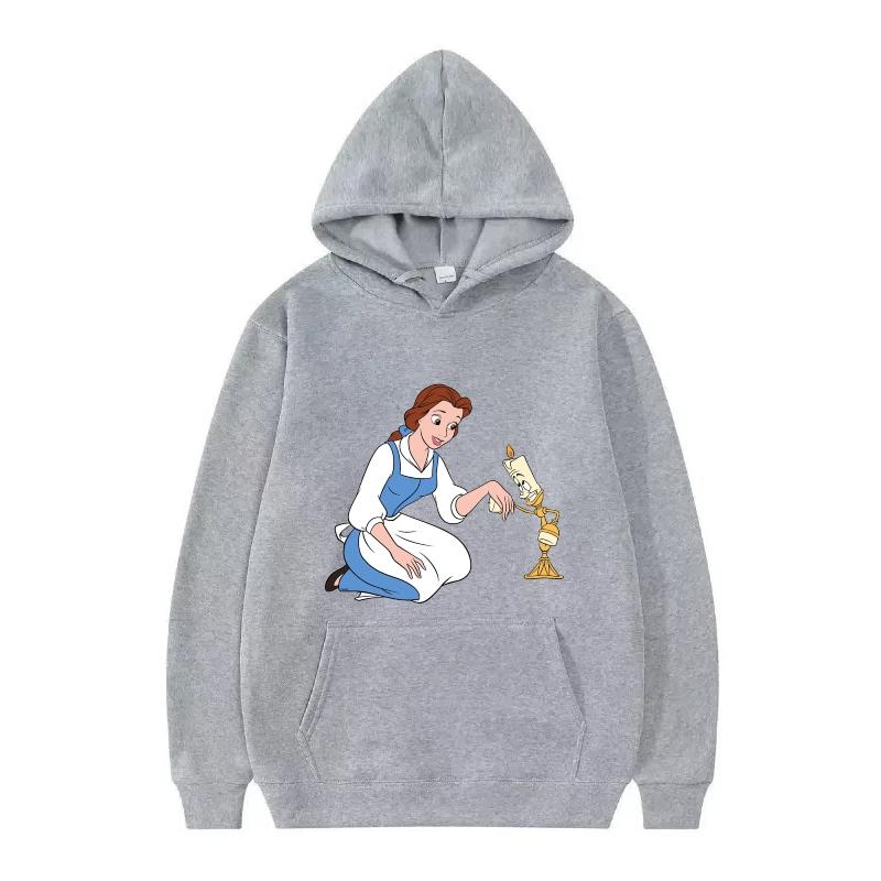 Disney Kráska a zvíře Princezna Vzor Dámské Volné Černé Podzimní Topy Oblečení Svetry Dámské Levné Y2k Mikiny Pánské Sportovní