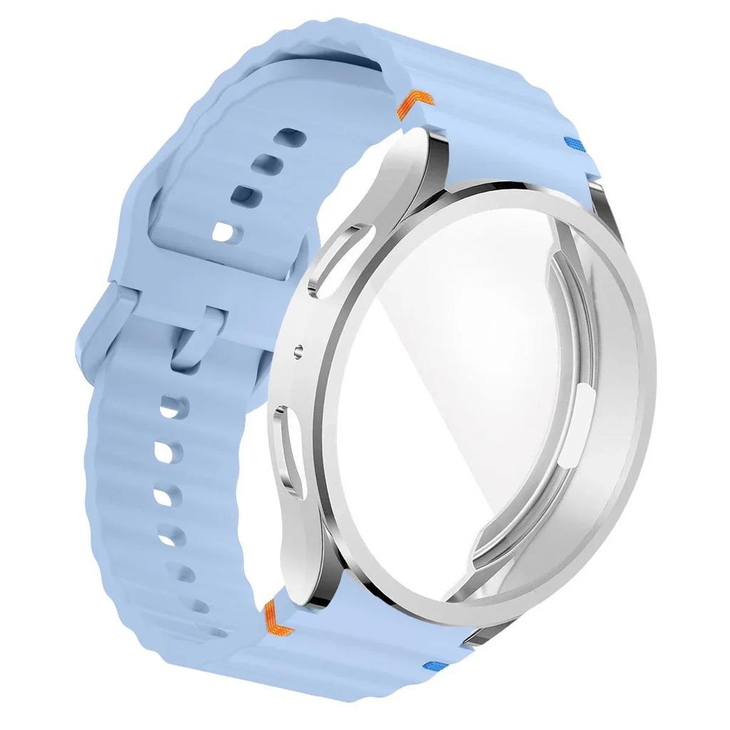 TPU Case+Strap Sports Strap for Samsung Galaxy 7 6 4 5 40mm 44MM Original Silicone Bracelet Soft TPU Case Glass Protective Cover