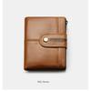 Men's Short Leather Zipper Coin Purse European American Retro Cowhide RFID Anti-theft Brush Wallet
