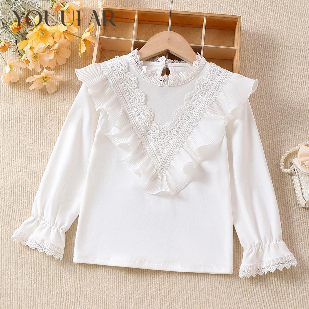 Κοριτσίστικο μακρυμάνικο μπλουζάκι Ανοιξιάτικο φθινόπωρο Λεπτό παιδικό ανοιξιάτικο μπλουζάκι με κάτω λευκό κοριτσάκι