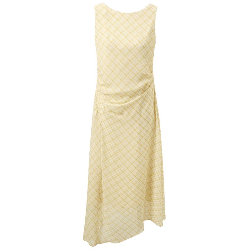 Sancai Sleeveless Plaid Chiffon A-Line Maxi Dress S