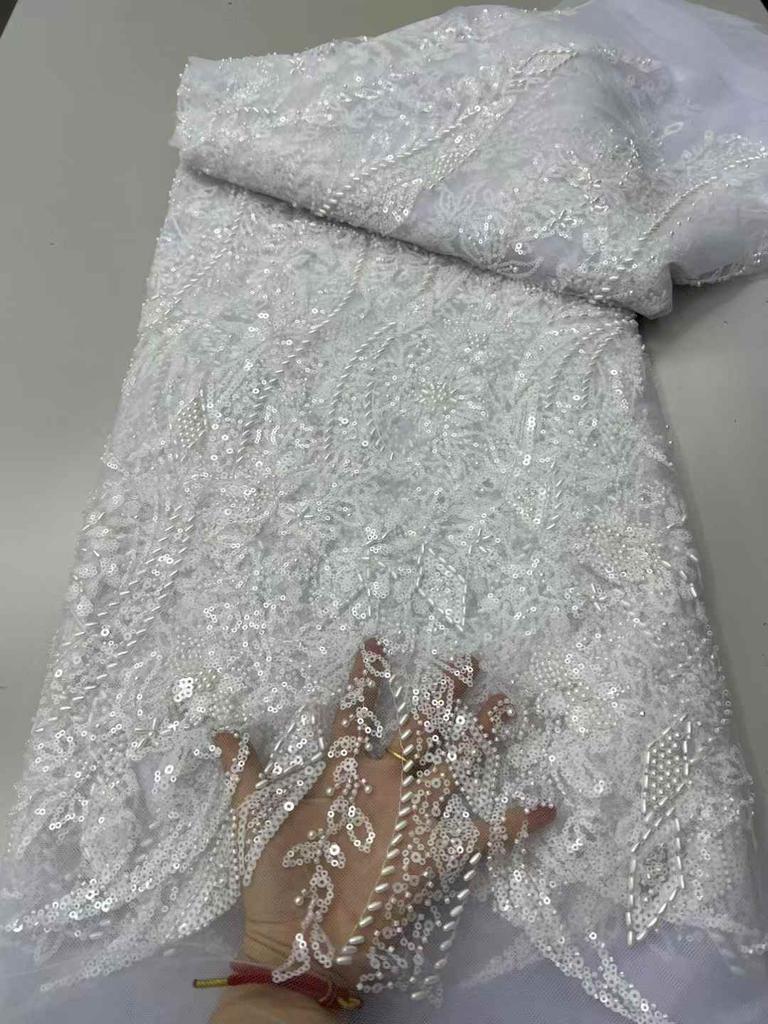 White African Groom Lace Fabric Latest Nigerian Laces Fabric 2025 High Quality Lace Sequins Embroidered French For Party Dresses