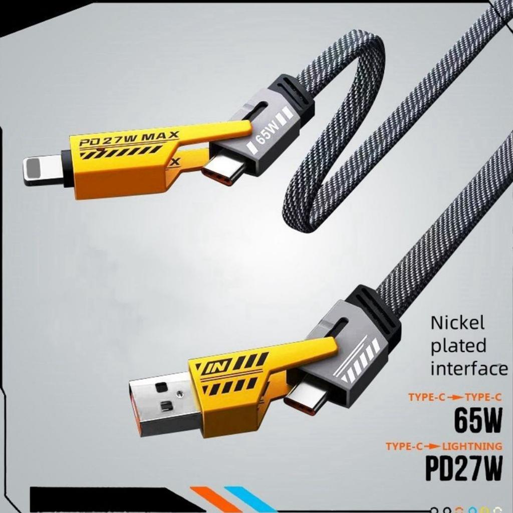 4 In 1 USB C Cable Multi Charging Cable Fast Charging Braided USB A Type C Cord Adapter For Smartphones Laptop Tablet