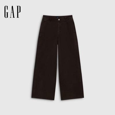 Women's Cotton Lyocell Blend Mid-Rise Wide Leg Pants