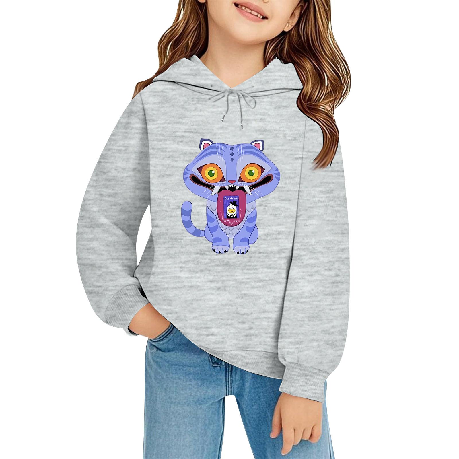 

Детский пуловер с длинным рукавом, свободного кроя, с принтом букв, капюшоном на шнурке 120