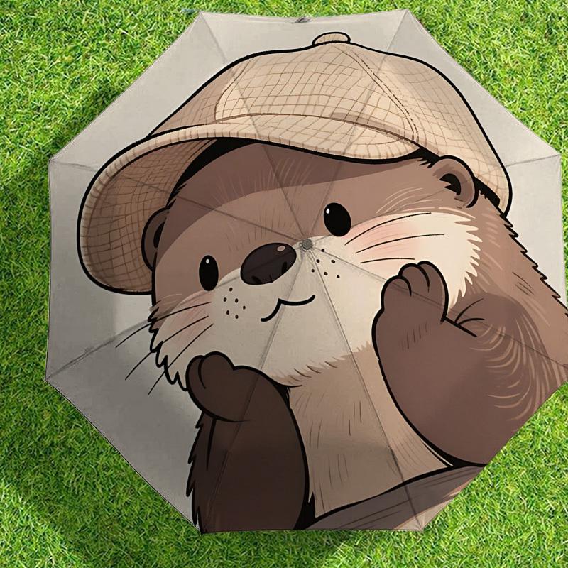 Otterly Cute Adventure: Personalized Umbrella with Automatic Opening & Closing, Perfect for Outdoor Enthusiasts and Travelers