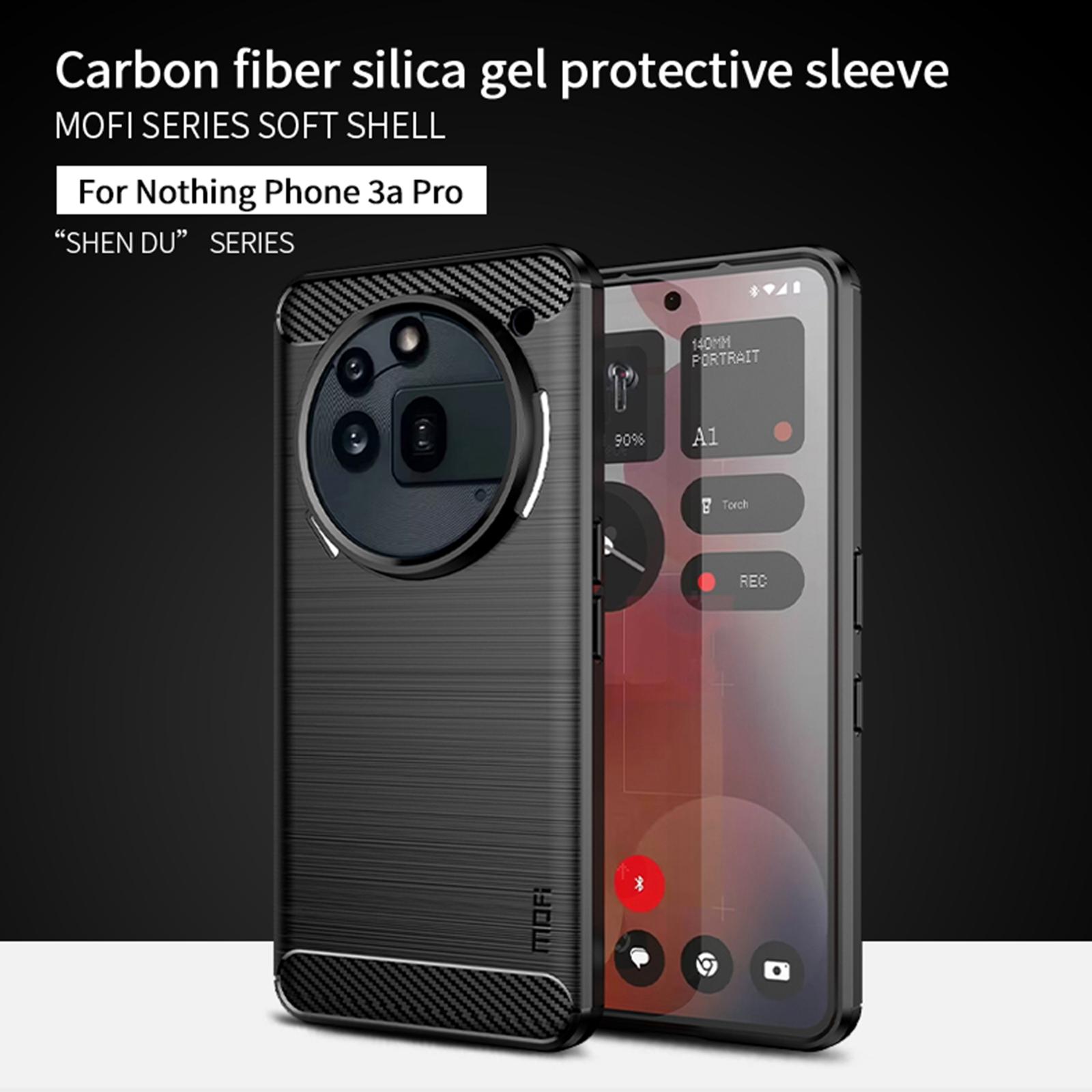

For Nothing Phone (3a) Pro Back Cover MOFI Brushed Texture Carbon Fiber Soft TPU Case Red