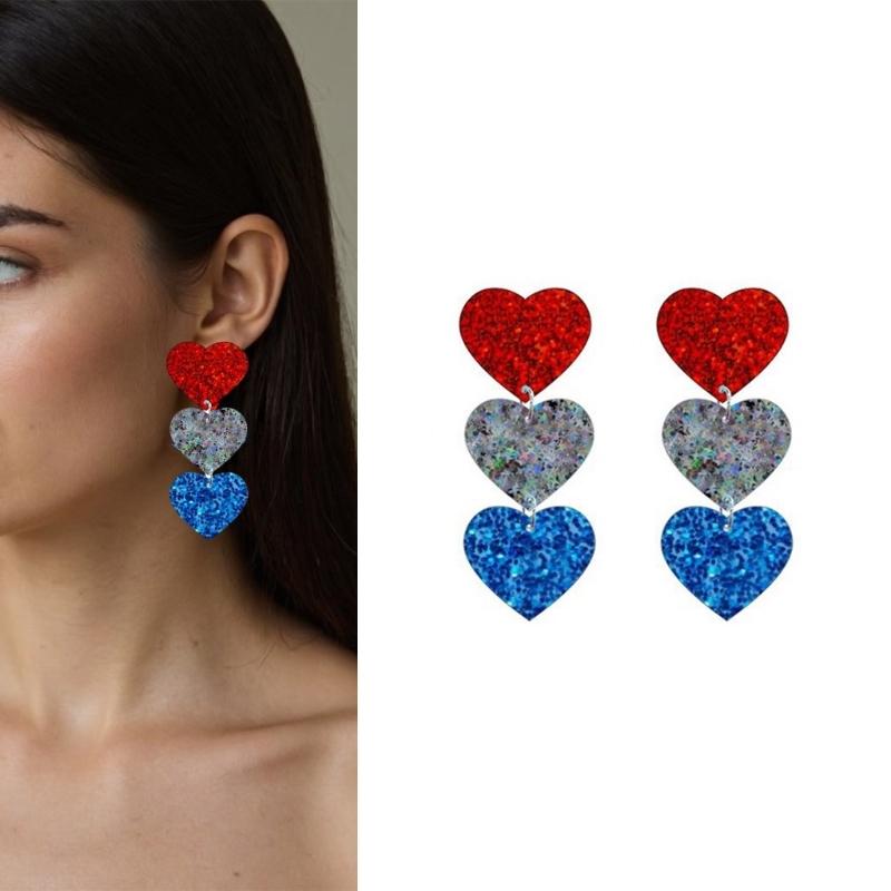 Modern Striped Heart Star Letters Earrings Comfortable Acrylic Jewelry Fashion Ear Accessories For Sensitive Ears