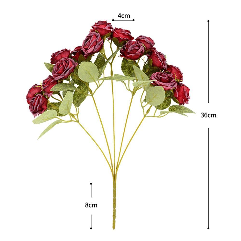 Silk Petals Rose Artificial Flowers 15 Heads Faux Flower Holding Bouquet Flower Home Decoration
