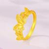 Light Luxury Advanced Sense Filigree Butterfly Ring Women 24K Gold Au999 - Chinese Retro Fairy, Date Party Eye-Catching Style