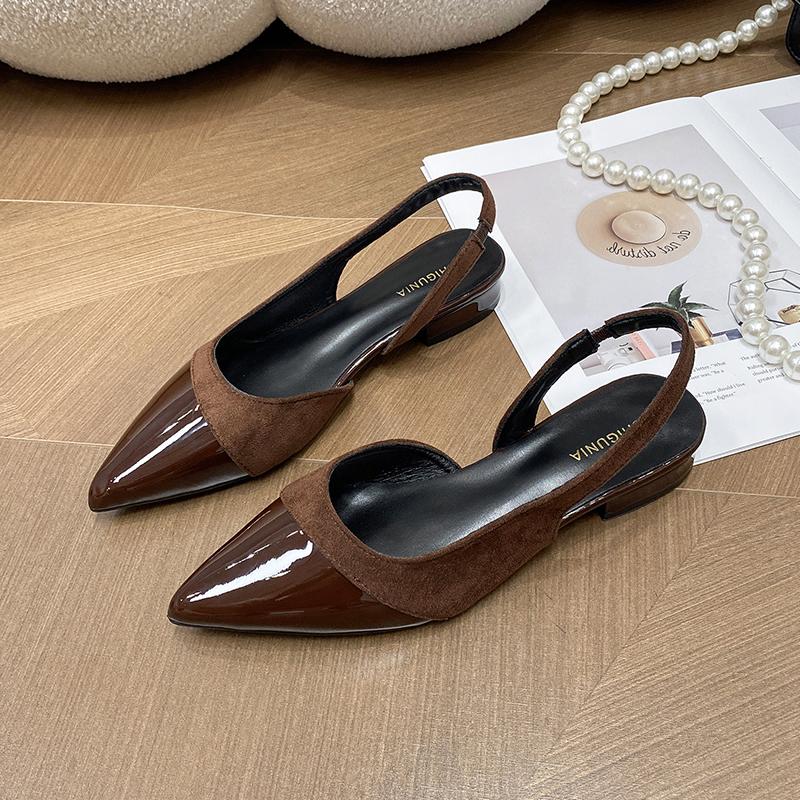 

New Cover Toe Women Sandals Fashion Slip On Singbacks Shoes Eelgant Outdoor Low Heel Sandalias Shoes 35