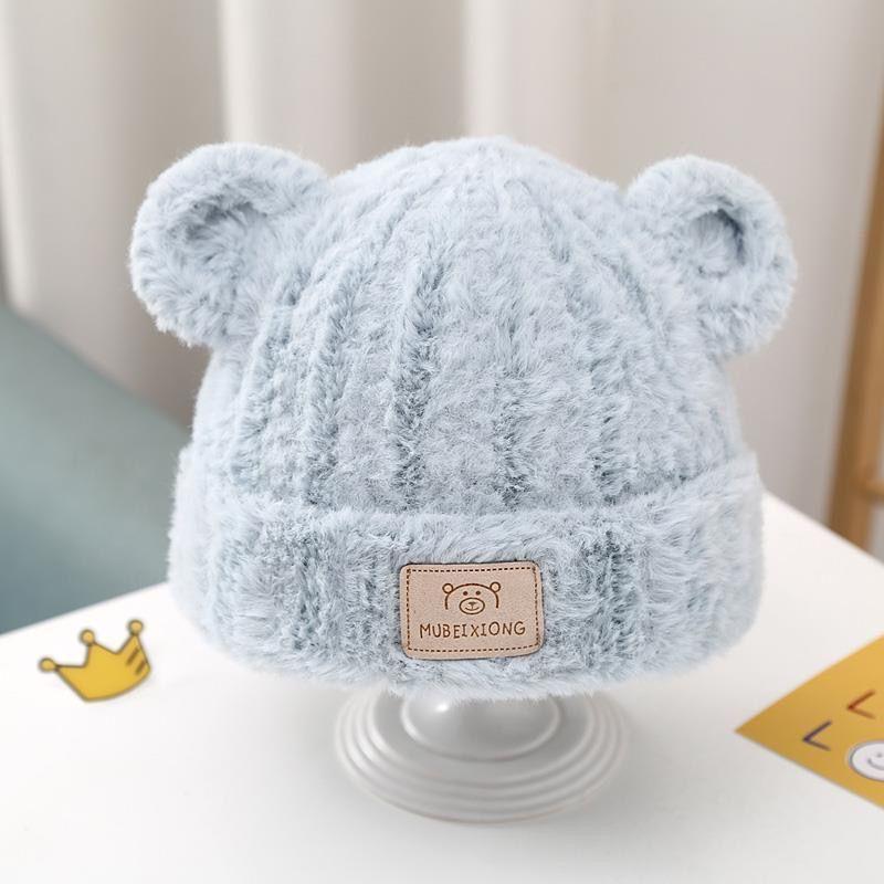 Baby hat winter fleece hat thickened boys and girls autumn and winter ear protection cute wool hat super cute baby knitting