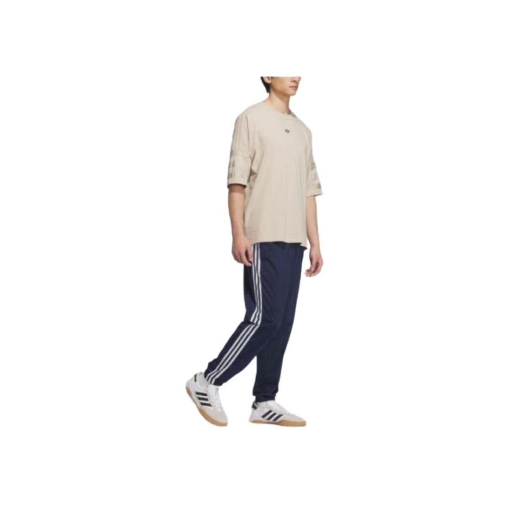 Adidas Originals Logo Lettre Imprimé Rayures Pantalon Tricoté Sport Simple Confortable Rétro Pantalon Unisexe Indigo Foncé JL8402