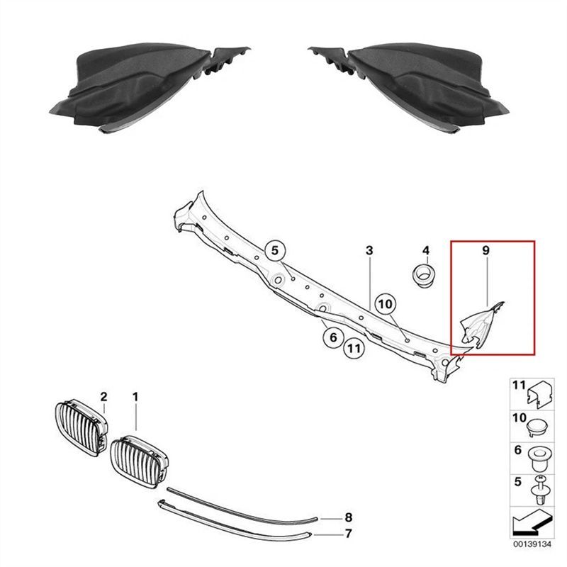 Motorhauben-Wasserablaufleiste Verkleidung Außen Windschutzscheibenabdeckung Für BMW 5er E39 95-03 51718193201 L