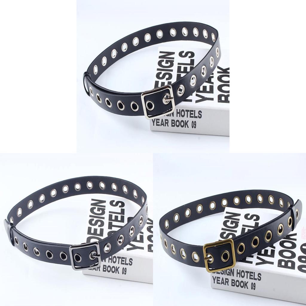 Casual Pu Belt For Men And Women With Rivet Decor For Denim Jeans Fashion Accessory