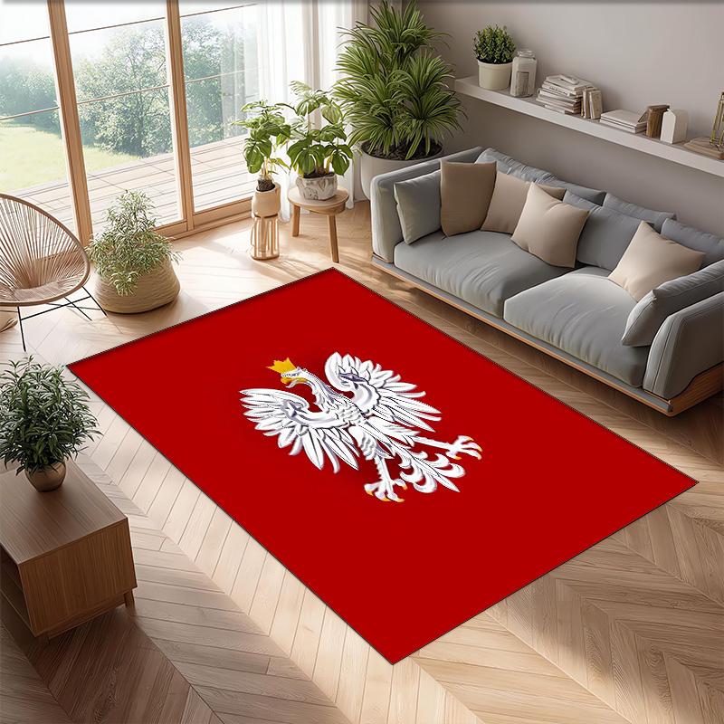 Tappeto in Flanella Stampato Polonia Antiscivolo Morbido Poliestere Tappeto per Pavimento Tappetino Decorativo per Interni per Camera da Letto Soggiorno Divano