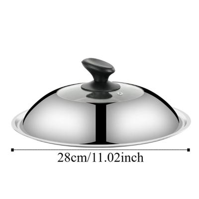 Durable Stainless Steel Round Pot Lid Thicken Visible Cooking Wok Pan Lid Universal Replacement Lid Pot Cover Home Cooking