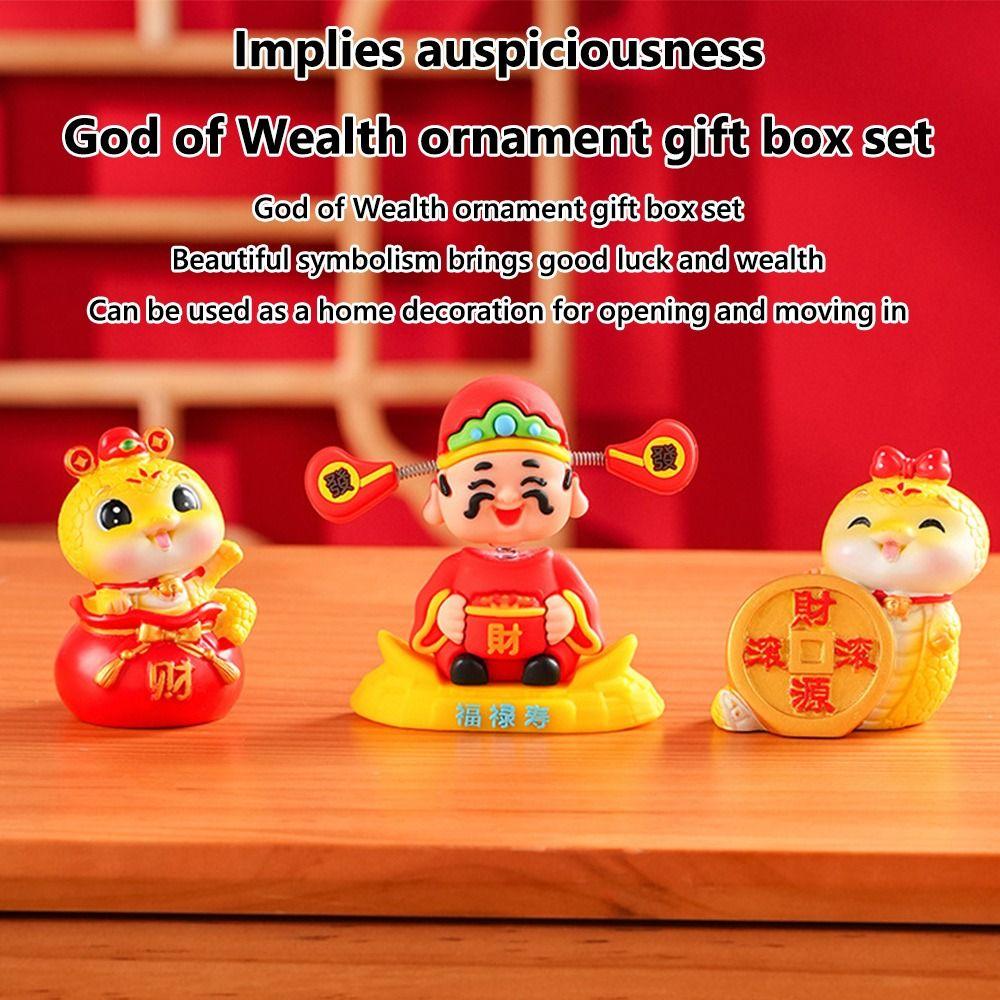 Mini God of Fortune Figurine Cartoon New Year Statue  Car Interior Decoration