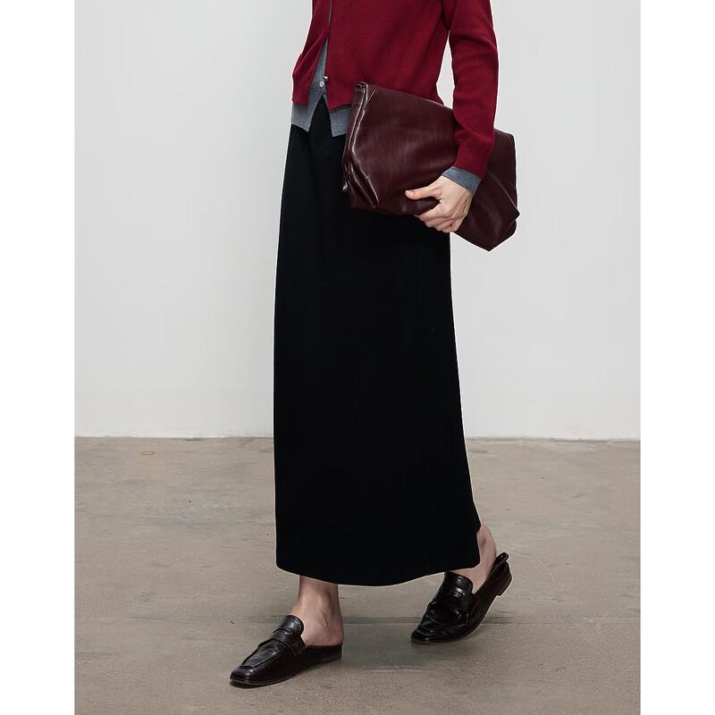 Dmana Silk-Wool Blend Elastic Waist Midi Skirt
