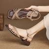 Fashion NEW Summer Women Sandals Genuine Shoes for Women Open Toe Low Heel Shoes Concise Narrow Band Modern Sandals Weave Shoes
