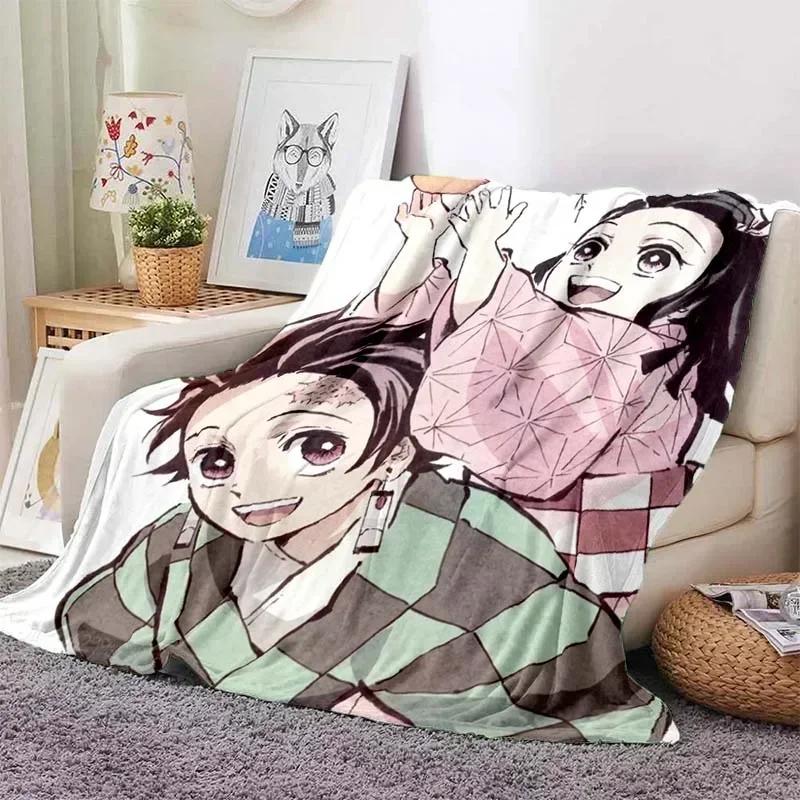 Kamado Nezuko Coperta in flanella Demon Slayer Coperta lavabile Copridivano per escursionismo Picnic Coperte per il tempo libero alla moda per pisolini