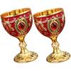 Amosfun 2.7 Inch Retro Goblets Metal Wine Cups Royal Chalices Medieval European Style Embossed Drinking Cups Party Favors 30ml Red