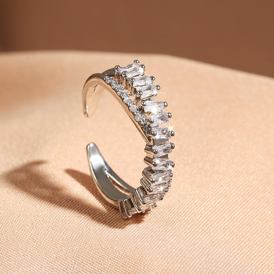 Zircon Double Crossed Shape Rings For Women Gold Plated Stainless Steel Cross Ring Luxury Wedding Couple Rings Aesthetic Jewerly