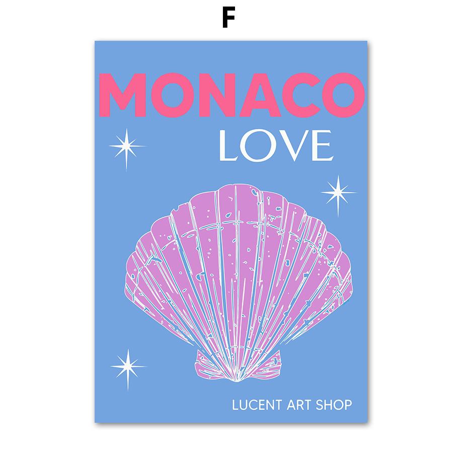 Abstract Tourism City Nordic Poster Italy Mexico Beach Palm Coral Shell Wall Art Canvas Painting Wall Pictures Living Room Decor