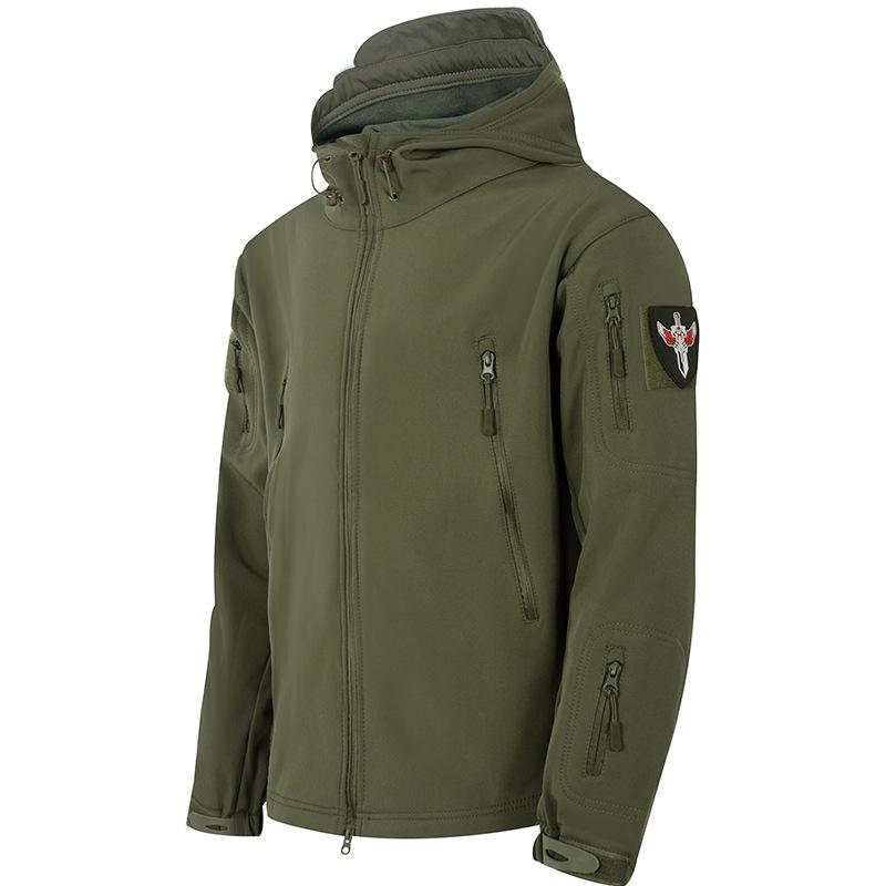 

Мужские зимние тактические водонепроницаемые куртки SoftShell, мужское пальто с капюшоном, боевые, для рыбалки, пешего туризма, кемпинга, скалолазания, катания на лыжах M зелёный